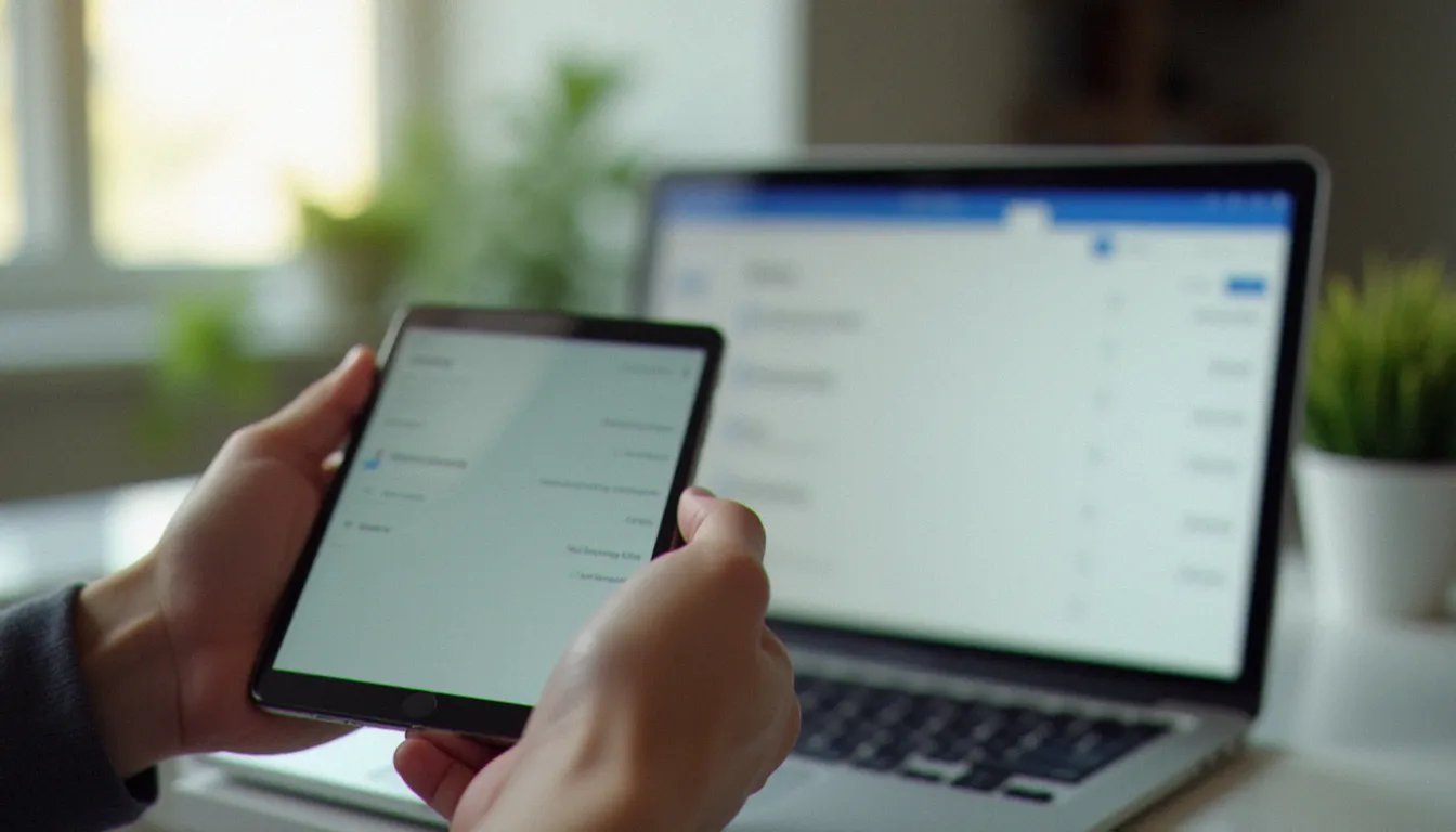 Accès simultané à la messagerie Orange depuis un smartphone et un ordinateur portable posés sur un bureau
