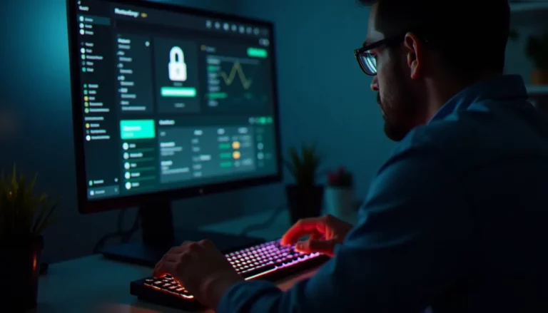 Dirigeant de TPE vérifiant le temps de calcul brute force de ses mots de passe sur un outil en ligne depuis son bureau