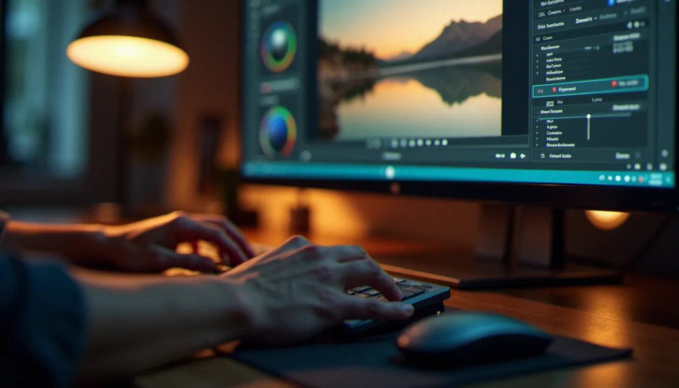 Interface de retouche photo avec curseurs de luminosité et outil de recadrage similaire à Microsoft Photos