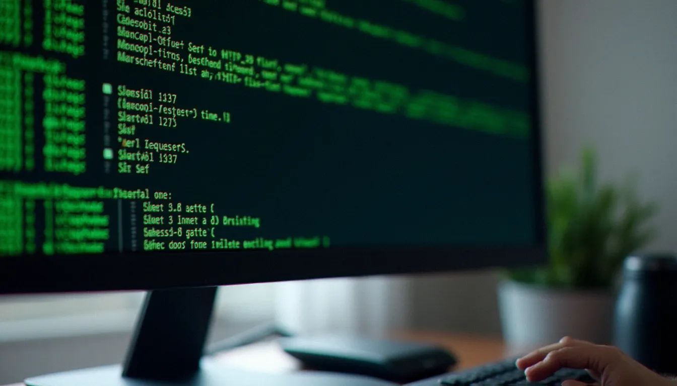 Écran d'ordinateur affichant des métriques de performance serveur et des logs de requêtes HTTP liés à la configuration ngnix