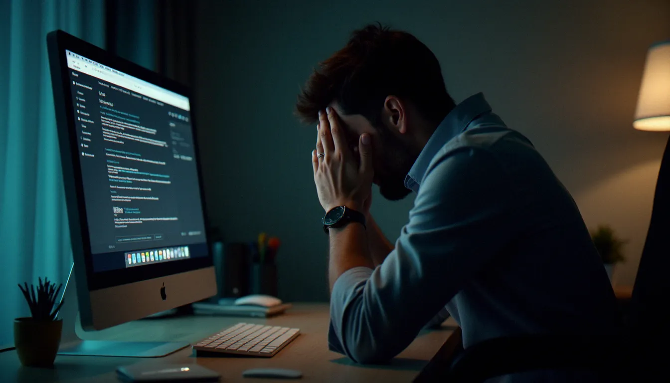 Entrepreneur face aux limites d'un créateur de site web gratuit sur son ordinateur de bureau
