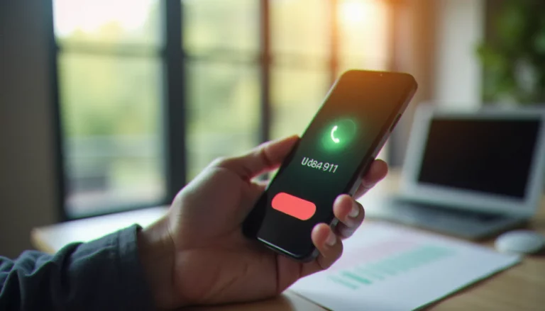 Main tenant un smartphone avec un appel entrant d'un numéro inconnu, illustrant la question à qui appartient ce numéro