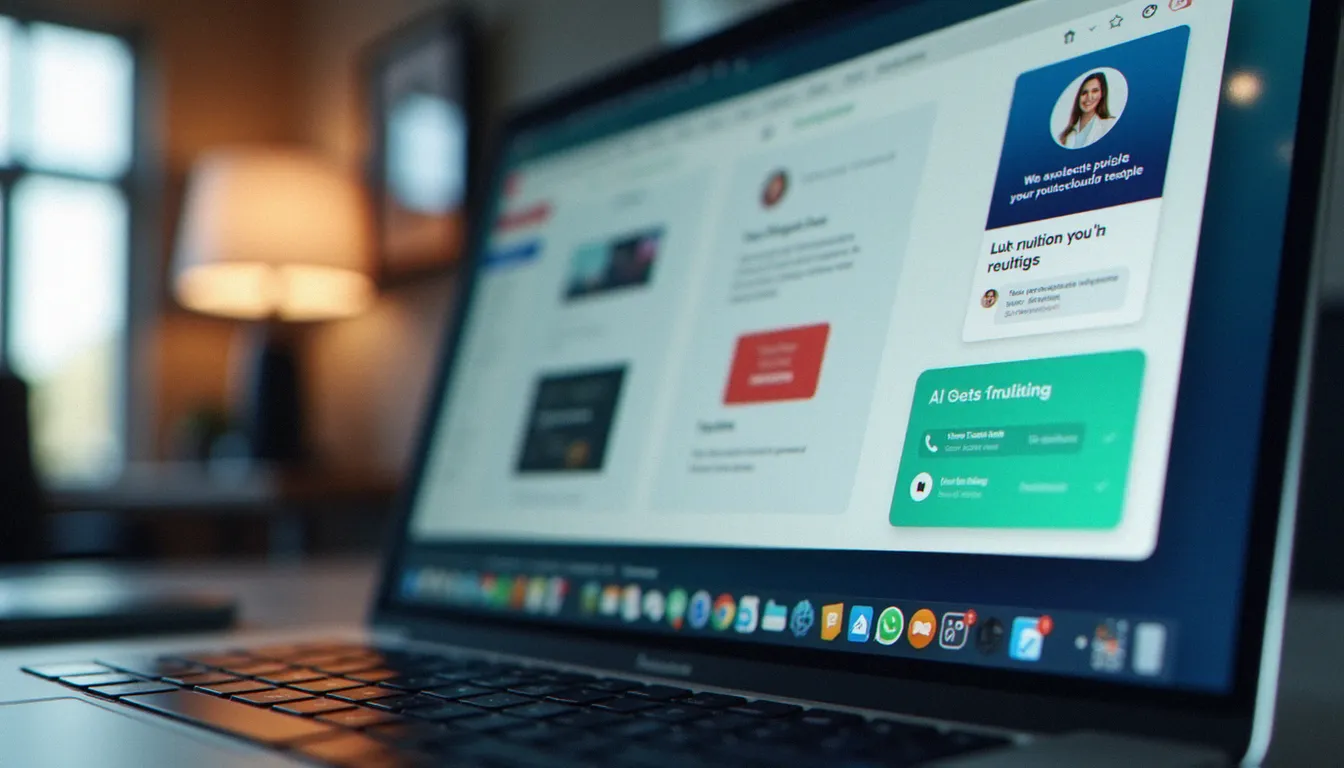 Écran d'un outil de création de site web avec générateur IA affichant plusieurs modèles de templates professionnels