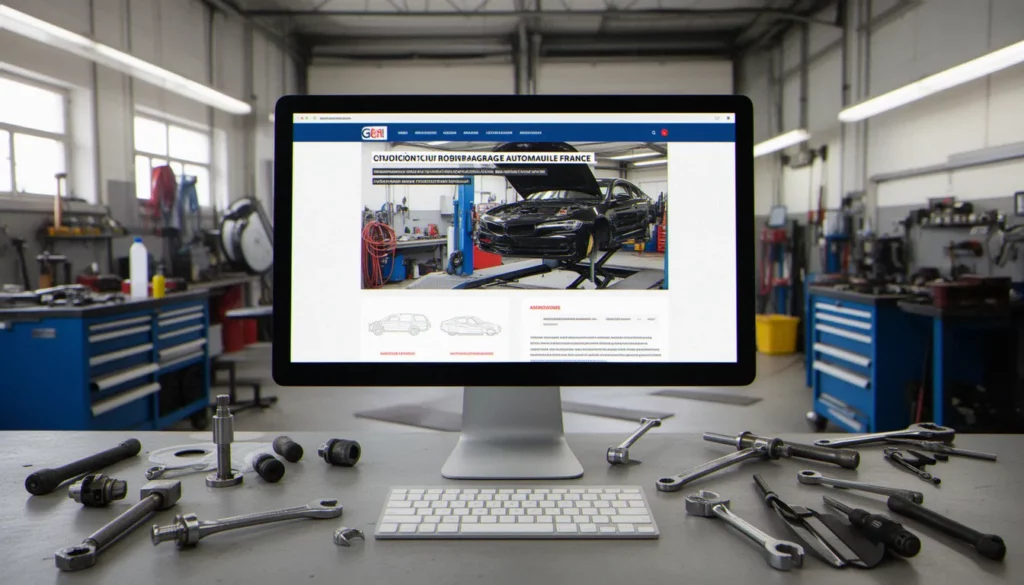 Illustration de création de site web pour garage automobile france