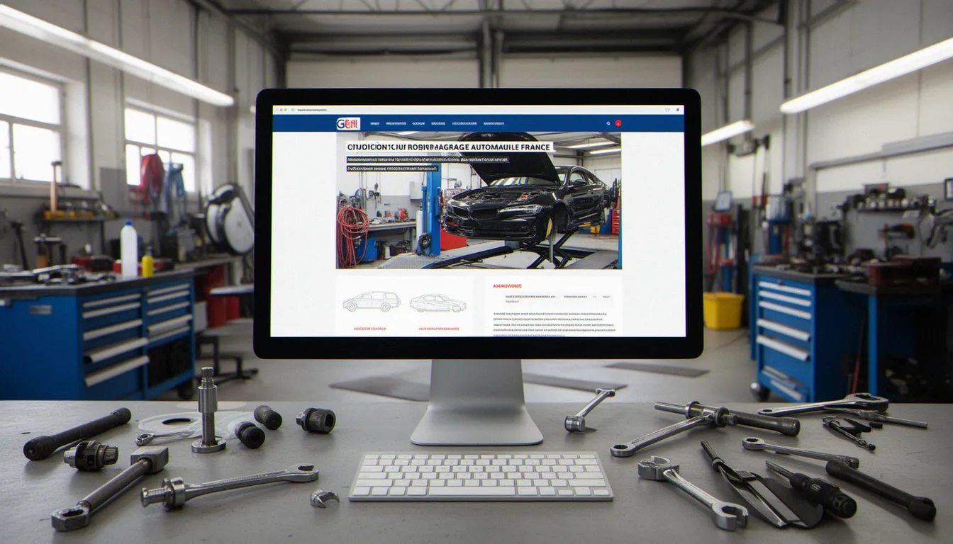 Illustration de création de site web pour garage automobile france