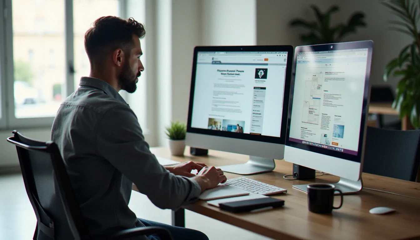 Un consultant web travaillant sur la création de site web à Toulouse dans un espace de coworking moderne