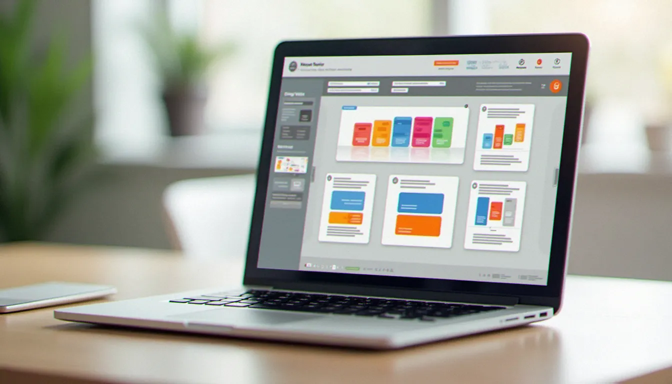Interface d'application de création de site web sans coder avec éléments visuels à glisser-déposer