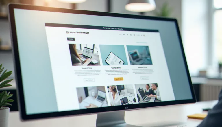 Interface de web builder montrant la création visuelle d'un site web par glisser-déposer