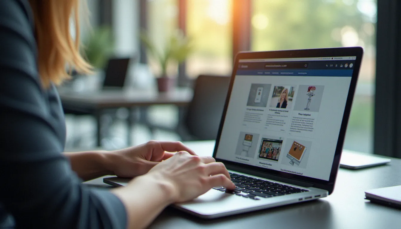 Utilisateur naviguant sur le web avec un ordinateur portable
